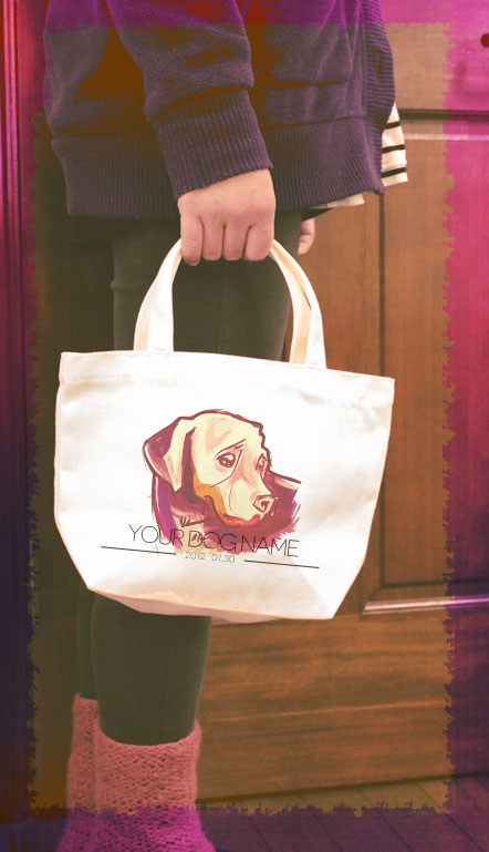 名入れ　オリジナルデザイン　ゴールデンレトリバー/ラブラドールレトリバー　ミニサイズ　お散歩トートバッグT1007