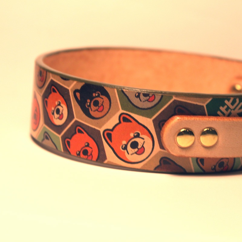 Framer WIDE グラフィック手仕上げ　本革首輪　真鍮無垢金具 サイズSS～LL ベルト幅30mm/40mm #33039