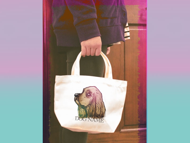 名入れ　オリジナルデザイン　アメリカン・コッカー・スパニエル/アメリカンコッカースパニエル　ミニサイズ　お散歩トートバッグT1027