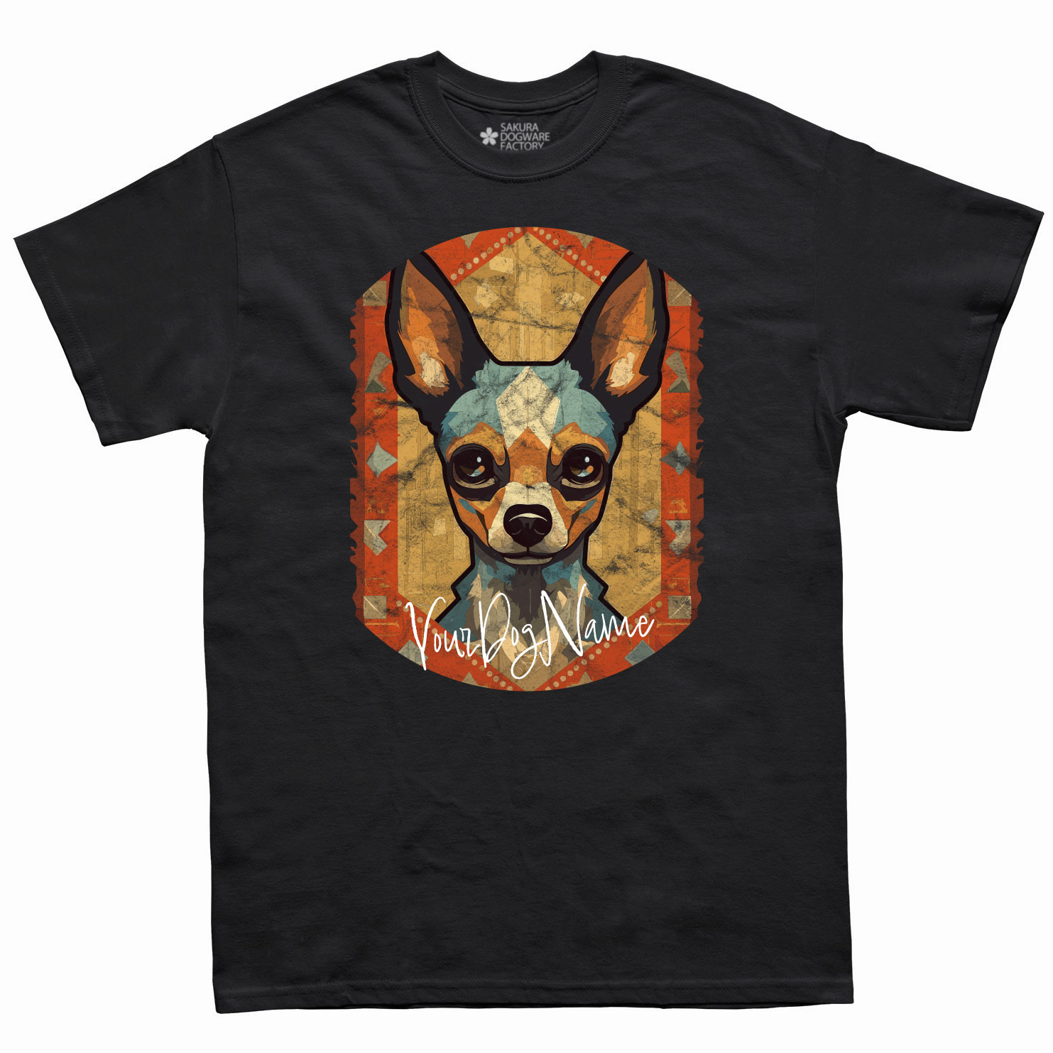 SAKURA DOGWARE FACTORY 名入れ　ユニセックス　Tシャツ　チワワ　ヴィンテージプリント　6095