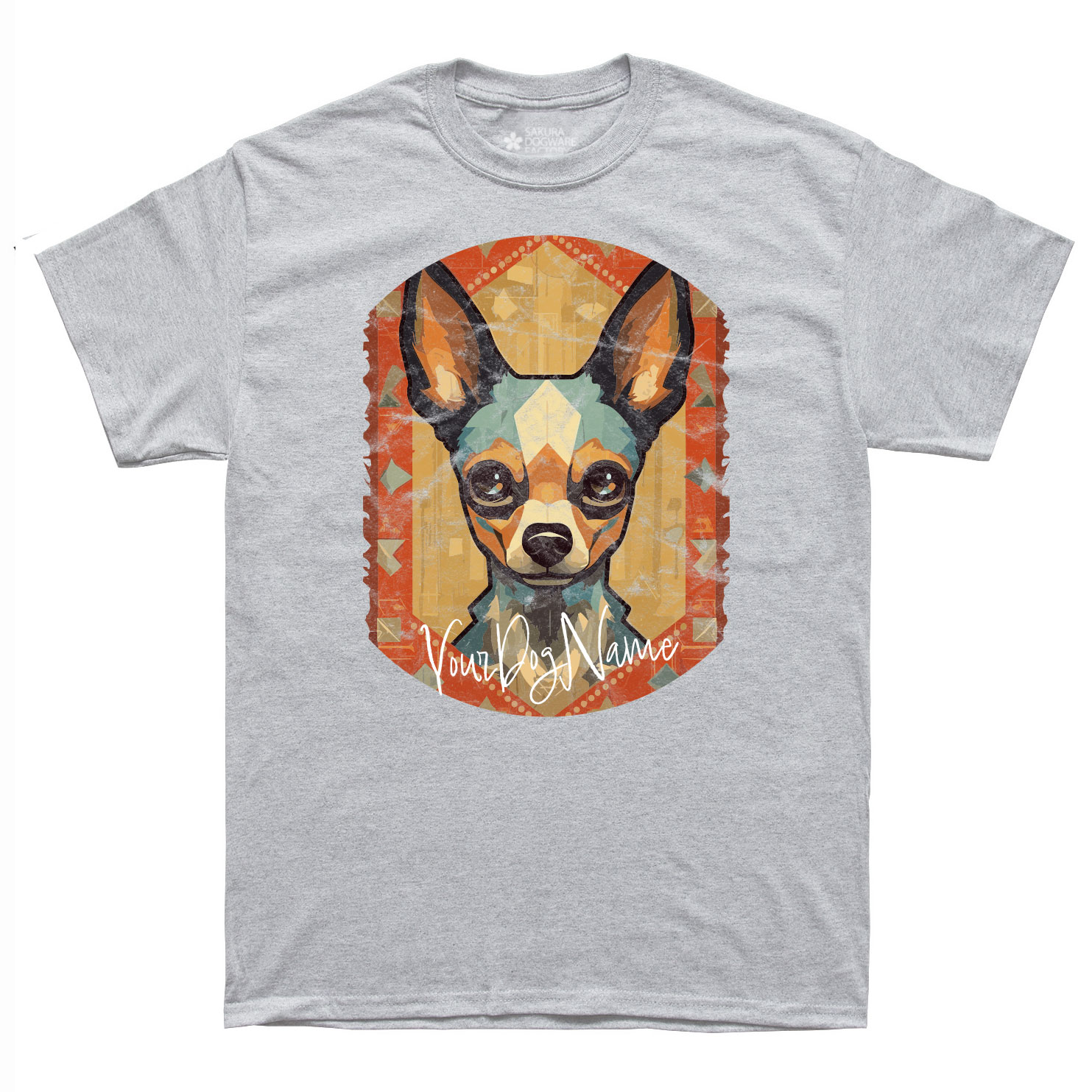SAKURA DOGWARE FACTORY 名入れ　ユニセックス　Tシャツ　チワワ　ヴィンテージプリント　6095