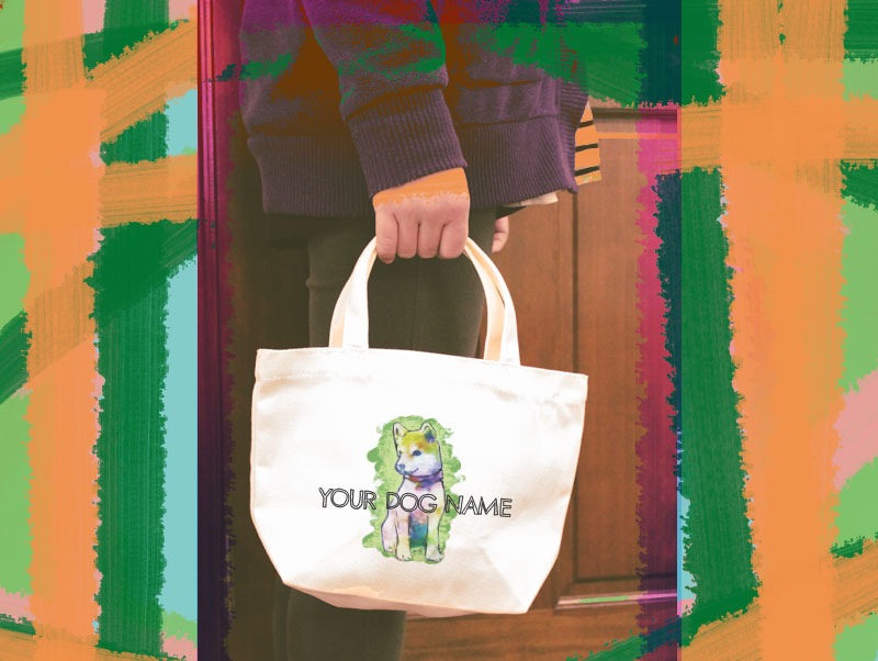 オリジナルデザイン　柴犬　お散歩トートバッグT1047