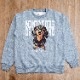 SAKURA DOGWARE FACTORY 名入れ　ユニセックス　クルーネックスウェット　ヴィンテージプリント　ミニチュアダックスフンド　8083
