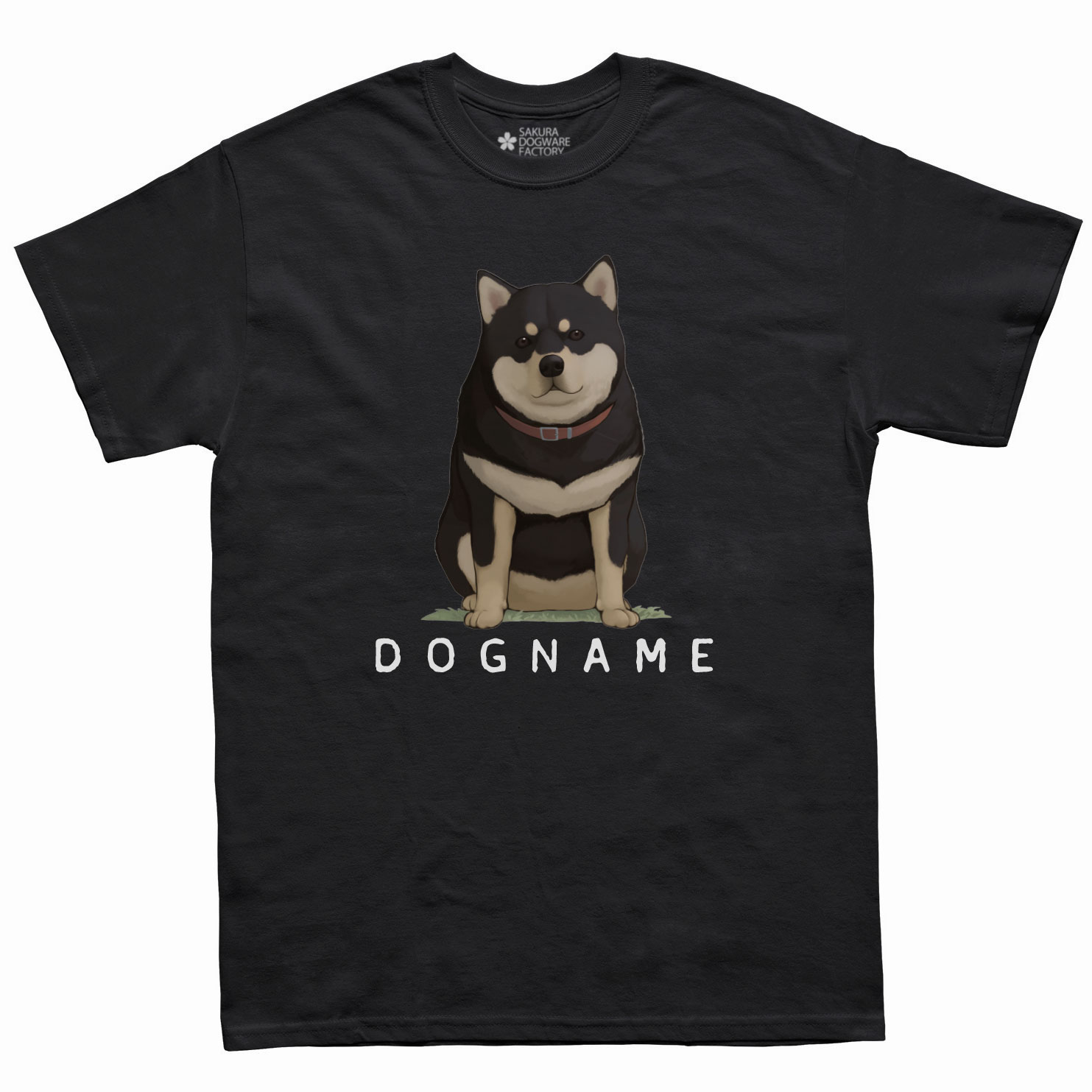 SAKURA DOGWARE FACTORY 名入れ　ユニセックス　Tシャツ　黒柴犬　6159