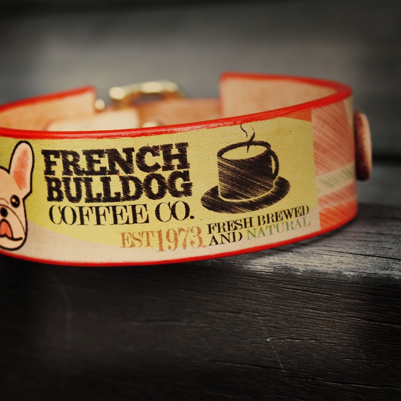 Framer WIDE グラフィック手仕上げ　本革首輪　真鍮無垢金具 サイズSS～LL ベルト幅30mm/40mm #33037