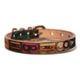 犬用首輪 本革・ヌメ革 レトロカセット柄 ピンク＆ブルーのマルチカラー 真鍮金具 Framer #23449