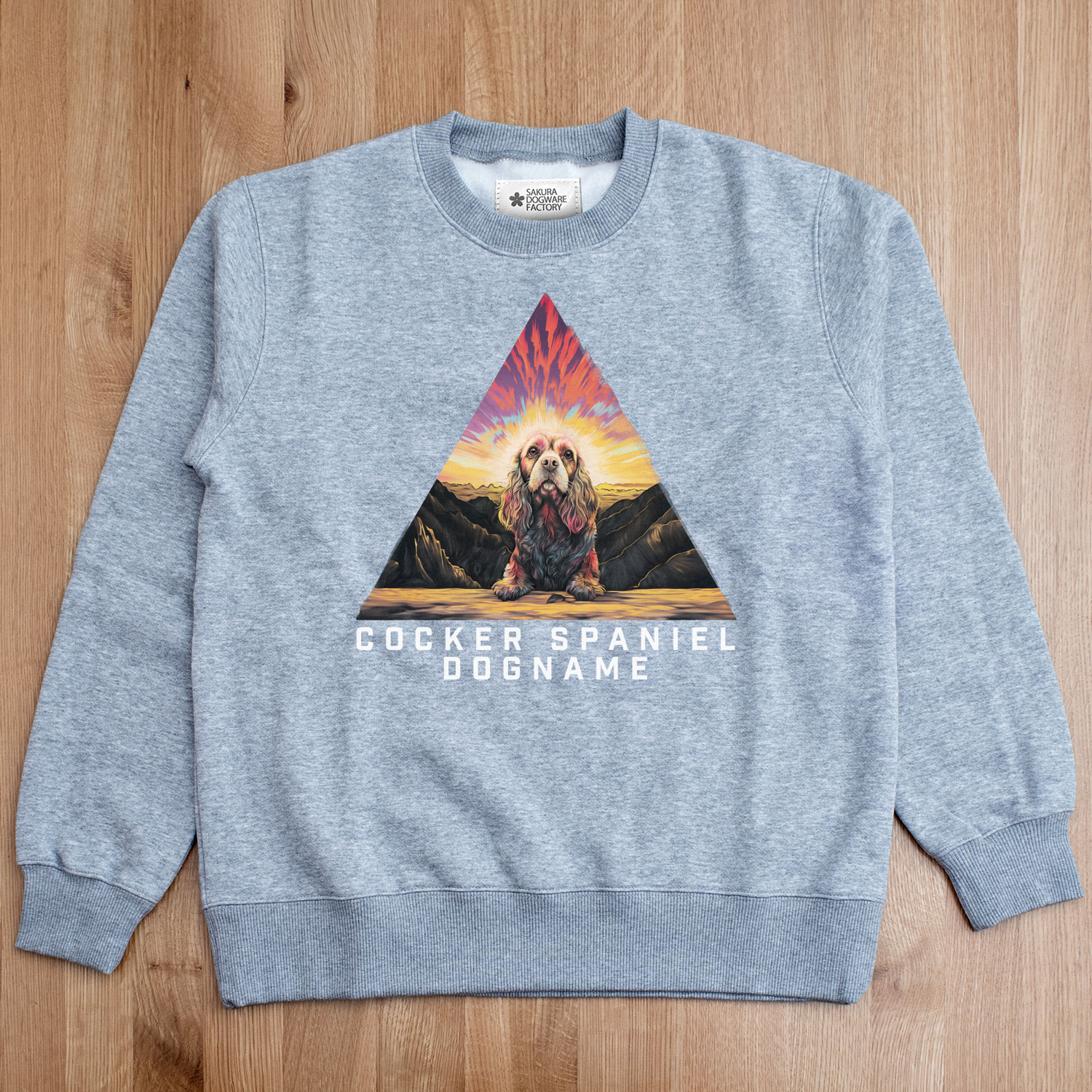 SAKURA DOGWARE FACTORY 名入れ　ユニセックス　クルーネックスウェット　アメリカンコッカースパニエル　　8049