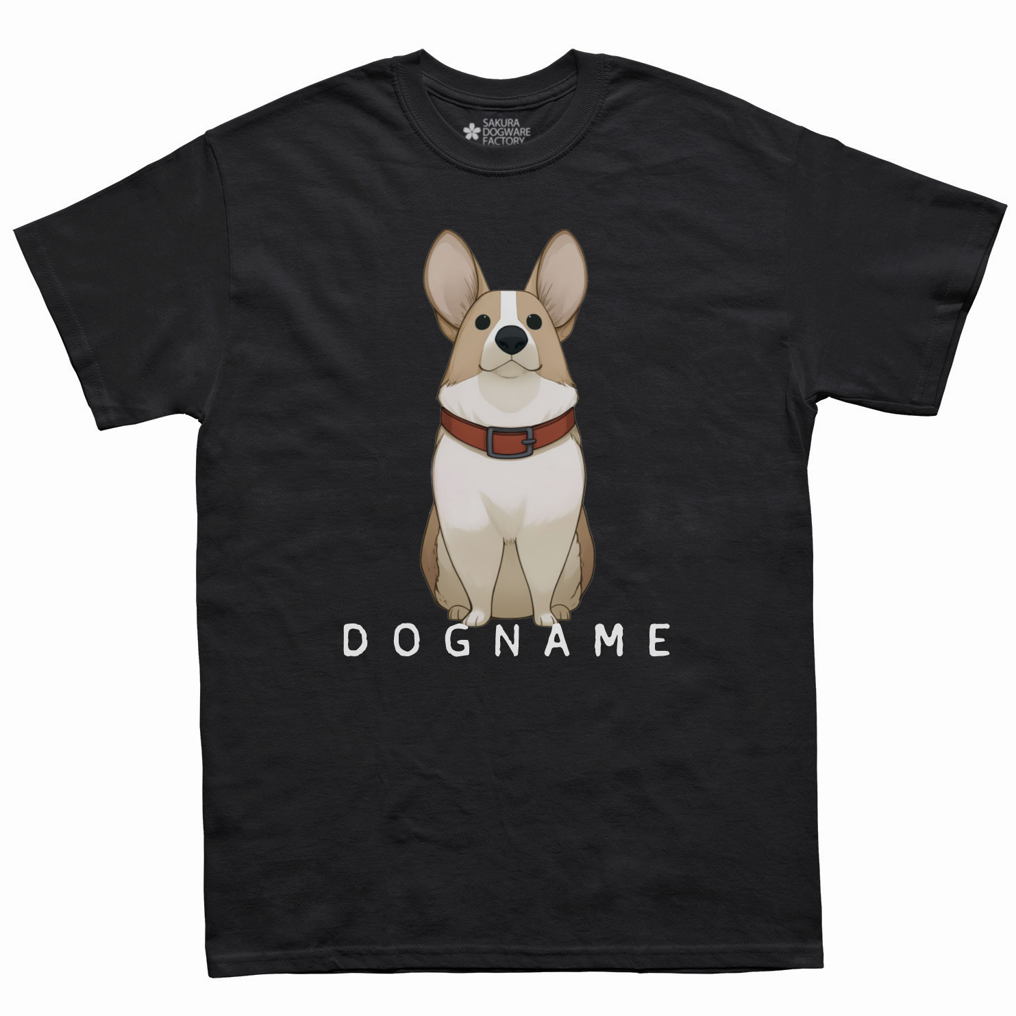 SAKURA DOGWARE FACTORY 名入れ　ユニセックス　Tシャツ　コーギー　6168