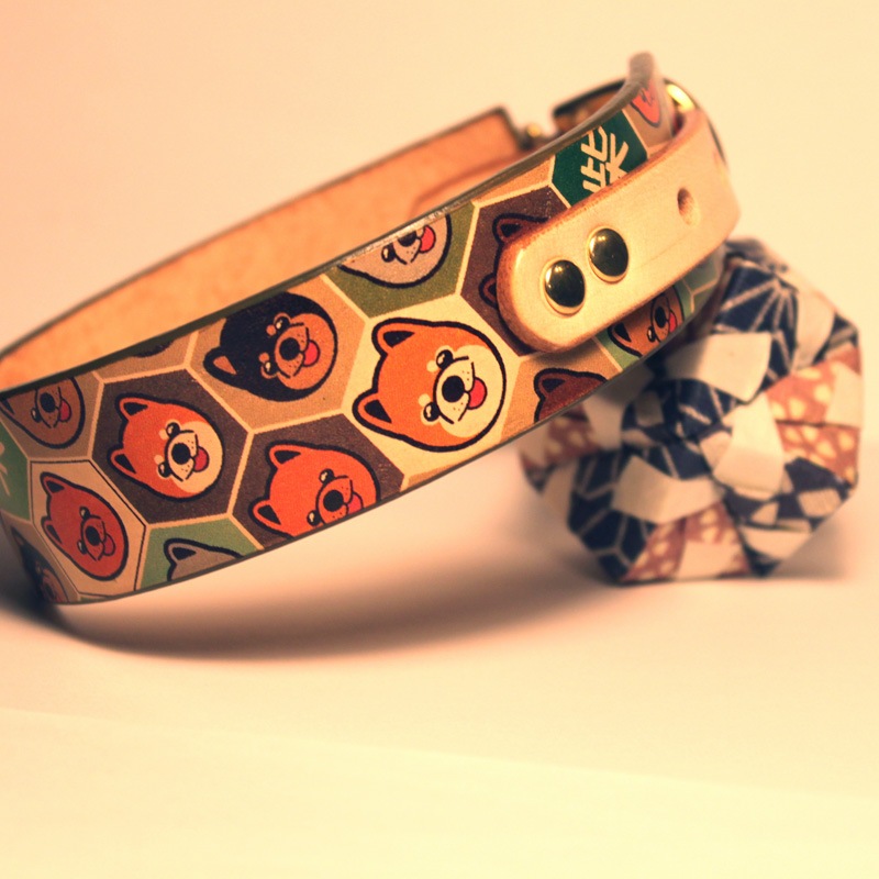 Framer WIDE グラフィック手仕上げ　本革首輪　真鍮無垢金具 サイズSS～LL ベルト幅30mm/40mm #33039