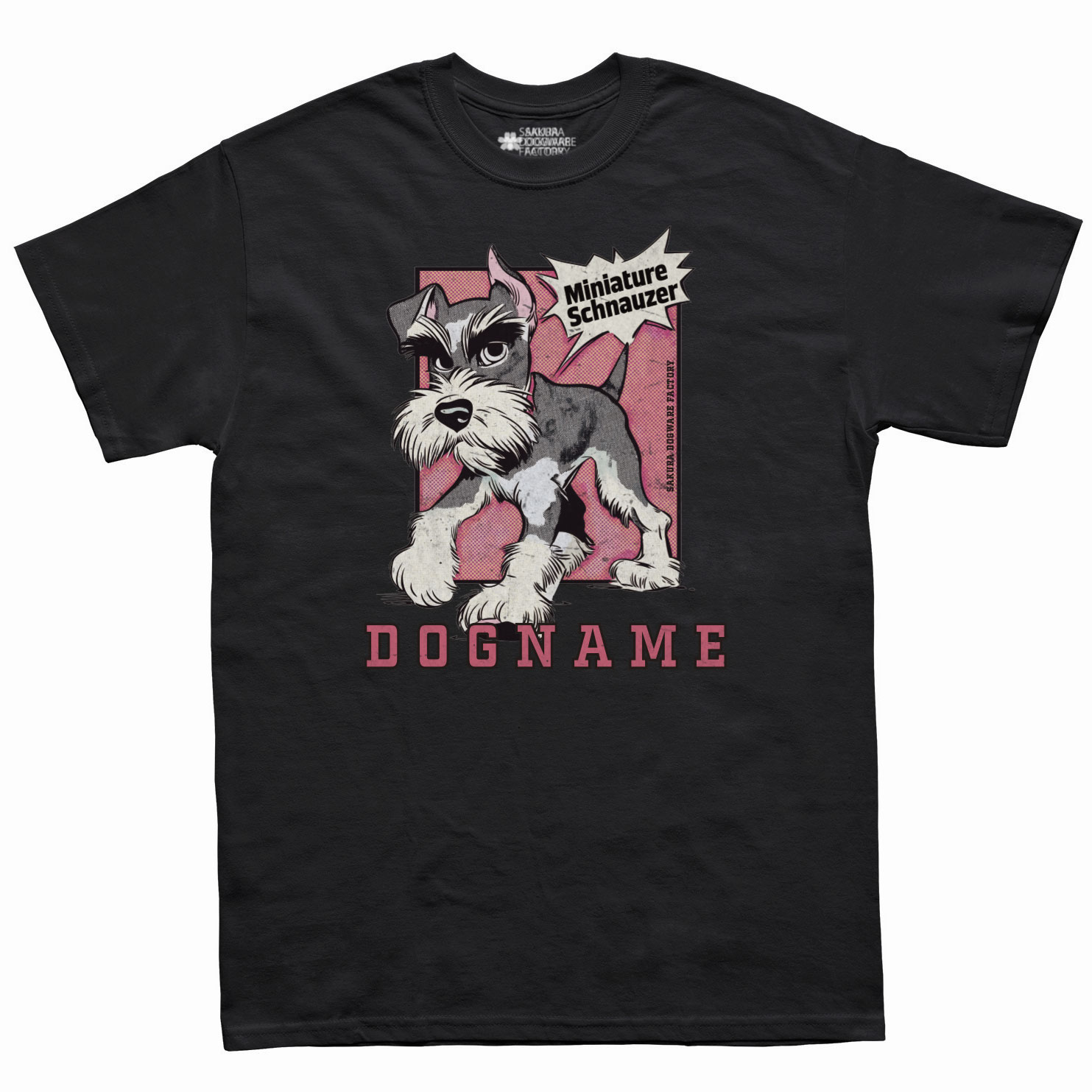 SAKURA DOGWARE FACTORY 名入れ　ユニセックス　Tシャツ　ヴィンテージプリント　ミニチュアシュナウザー　6200