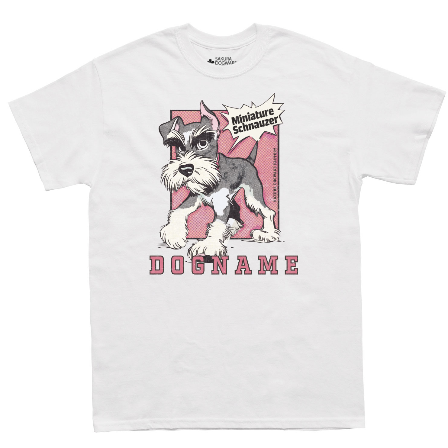 SAKURA DOGWARE FACTORY 名入れ　ユニセックス　Tシャツ　ヴィンテージプリント　ミニチュアシュナウザー　6200