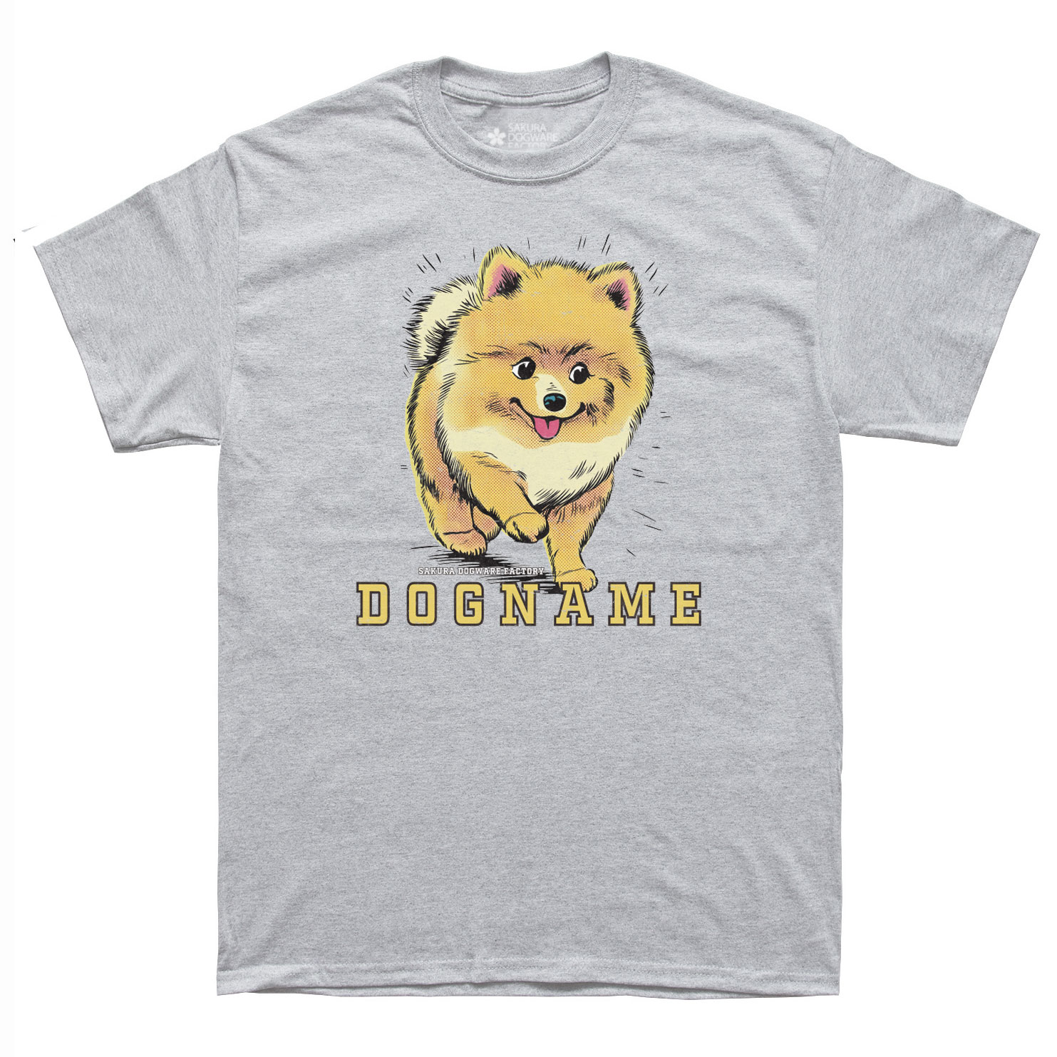 SAKURA DOGWARE FACTORY 名入れ　ユニセックス　Tシャツ　ヴィンテージプリント　ポメラニアン　6201