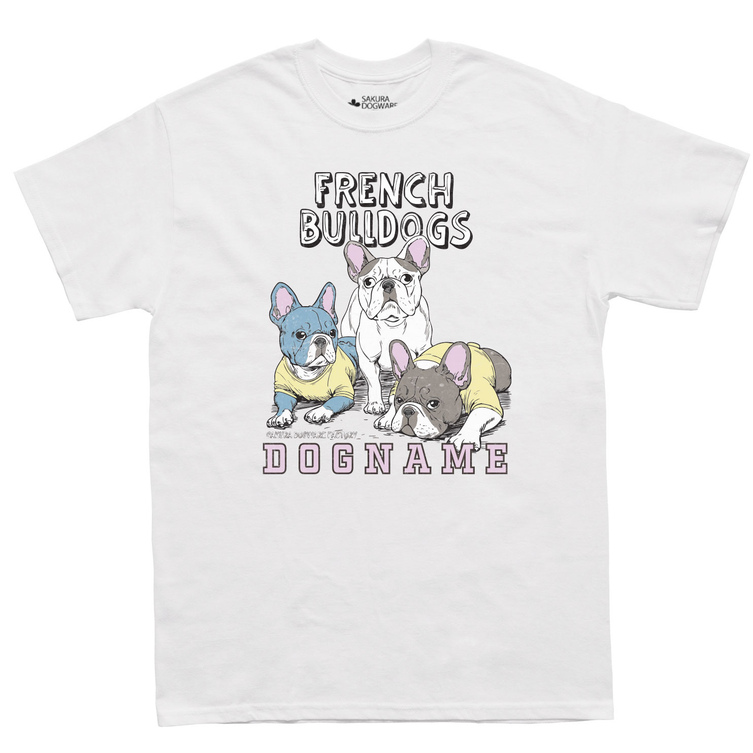SAKURA DOGWARE FACTORY 名入れ　ユニセックス　Tシャツ　ヴィンテージプリント　フレンチブルドッグ　6203