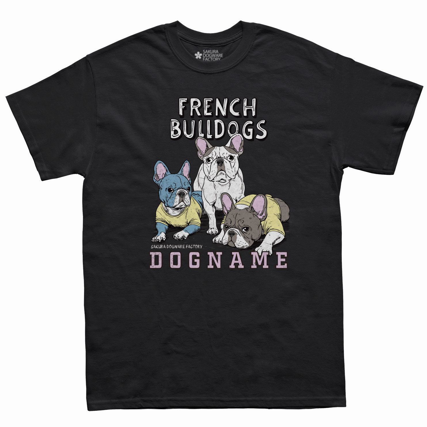 SAKURA DOGWARE FACTORY 名入れ　ユニセックス　Tシャツ　ヴィンテージプリント　フレンチブルドッグ　6203