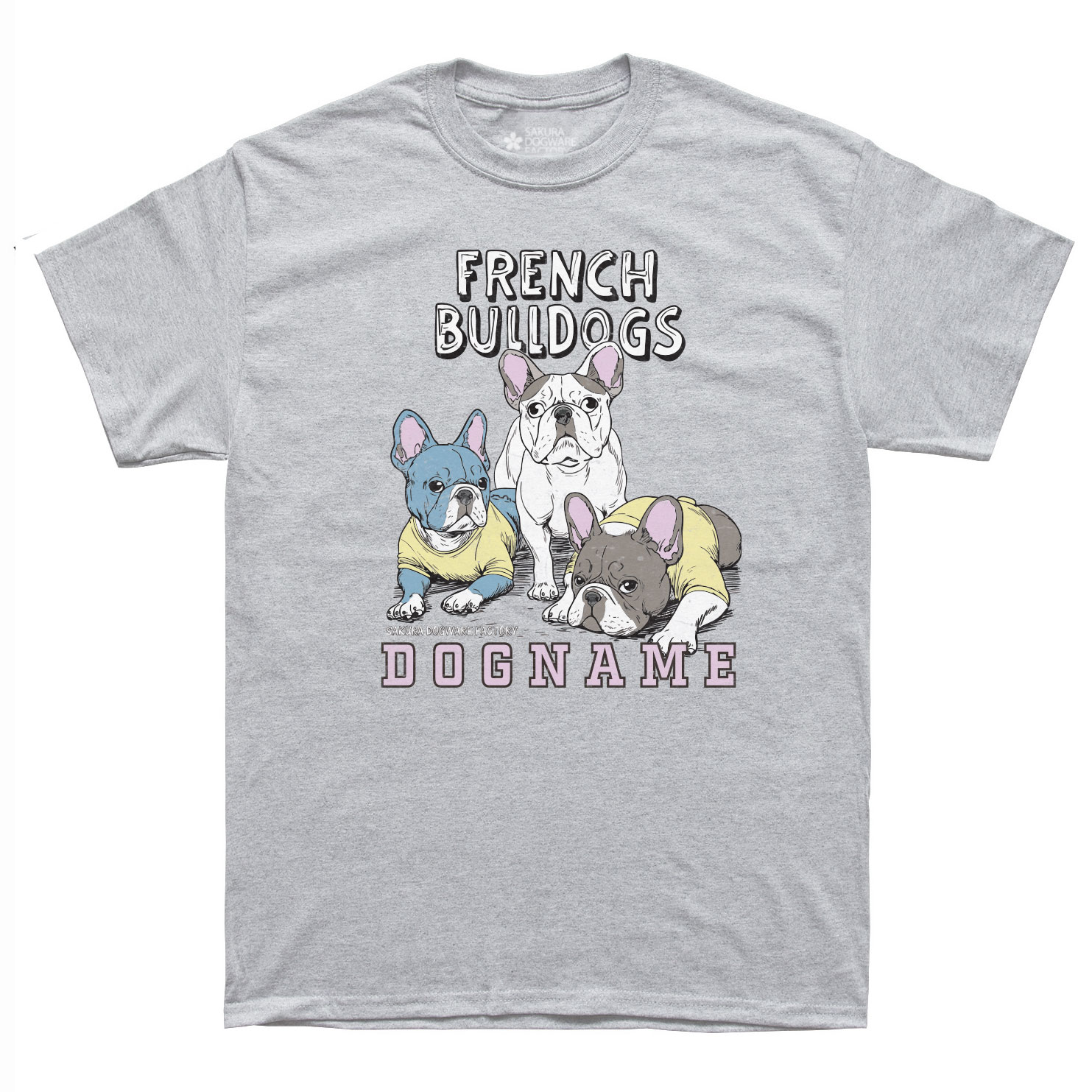 SAKURA DOGWARE FACTORY 名入れ　ユニセックス　Tシャツ　ヴィンテージプリント　フレンチブルドッグ　6203