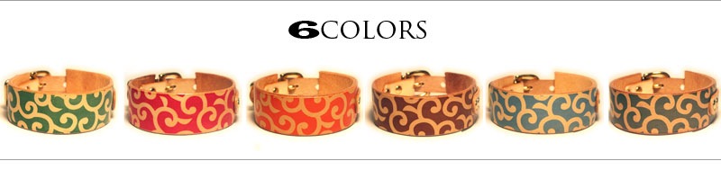 大唐草　全6色　Framer WIDE グラフィック手仕上げ　本革首輪　真鍮無垢金具 サイズSS～LL ベルト幅30mm/40mm #33ooka