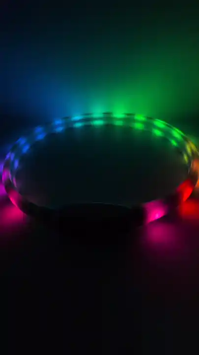 LED光る首輪　流れるレインボーRGB 単色発光6色　レインボー3パターン　USB充電(TYPE-C)