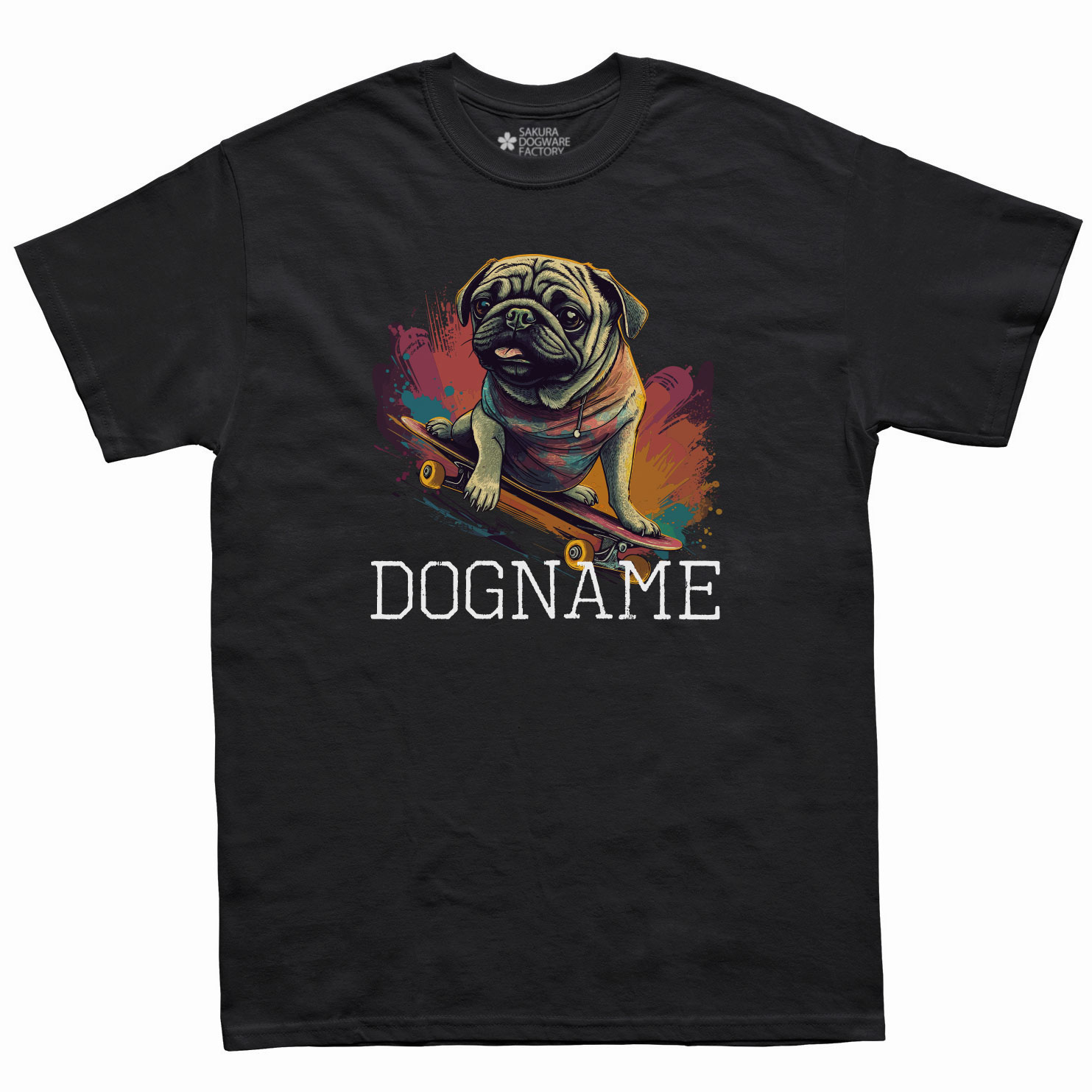 犬種デザイン名入れTシャツ パグ 6046 - サクラ犬具製作所