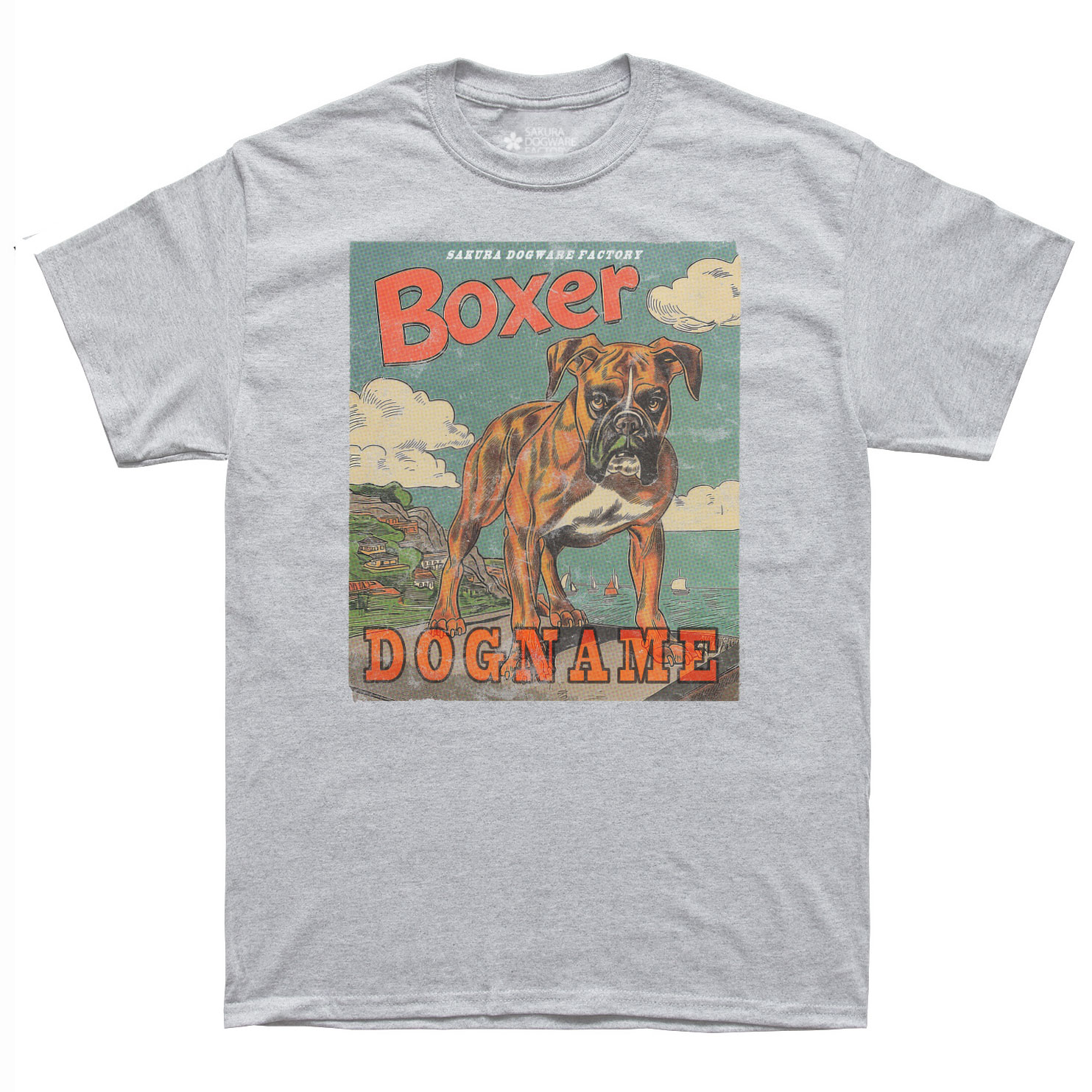 SAKURA DOGWARE FACTORY 名入れ　ユニセックス　Tシャツ　アメコミ風ヴィンテージプリント　ボクサー　6179