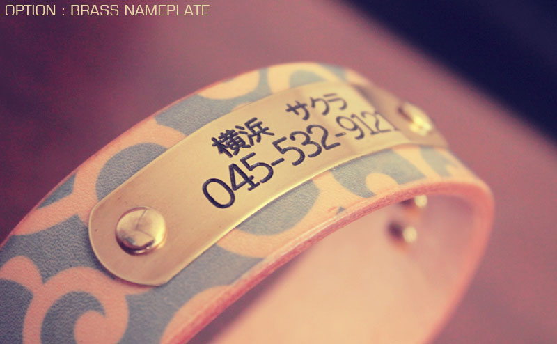 大唐草　全6色　Framer WIDE グラフィック手仕上げ　本革首輪　真鍮無垢金具 サイズSS～LL ベルト幅30mm/40mm #33ooka