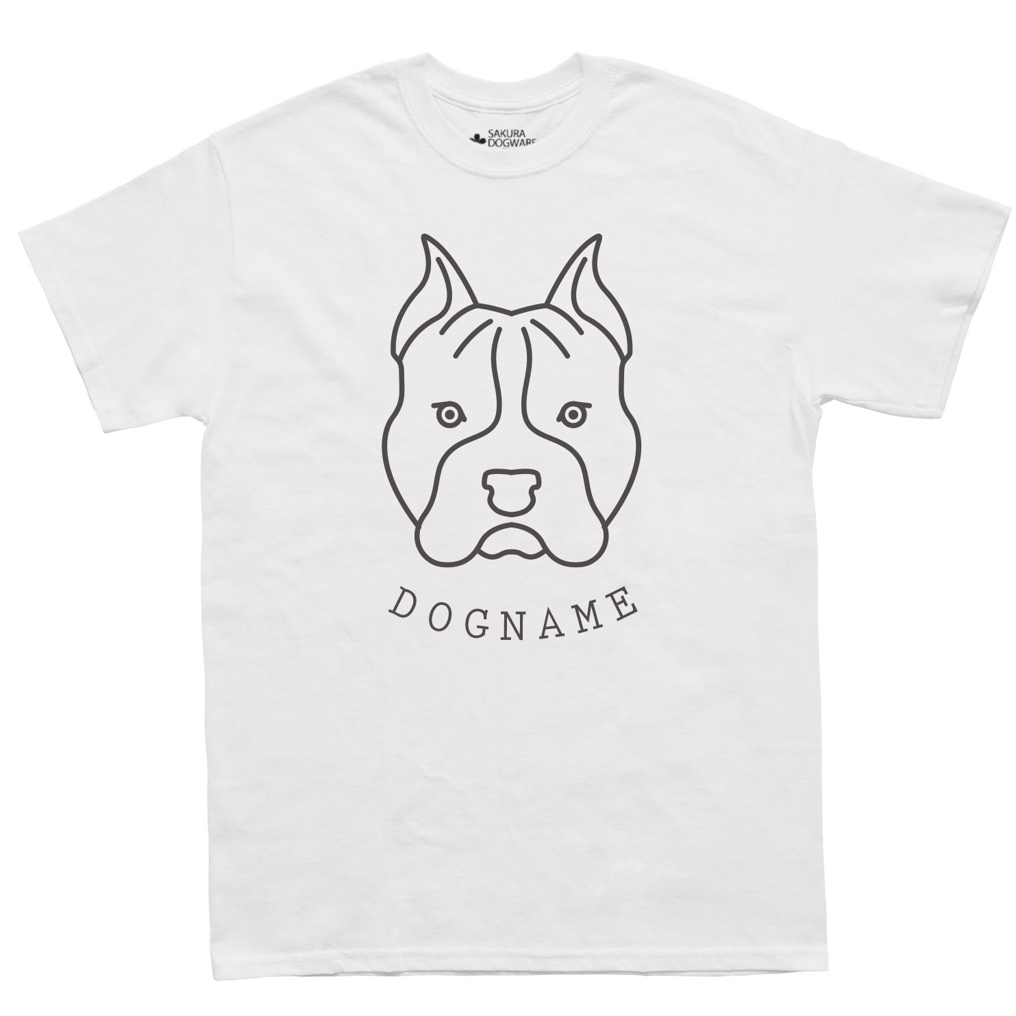 SAKURA DOGWARE FACTORY 名入れ　ユニセックス　Tシャツ　シンプルライン　ピットブル　ブリー　6018
