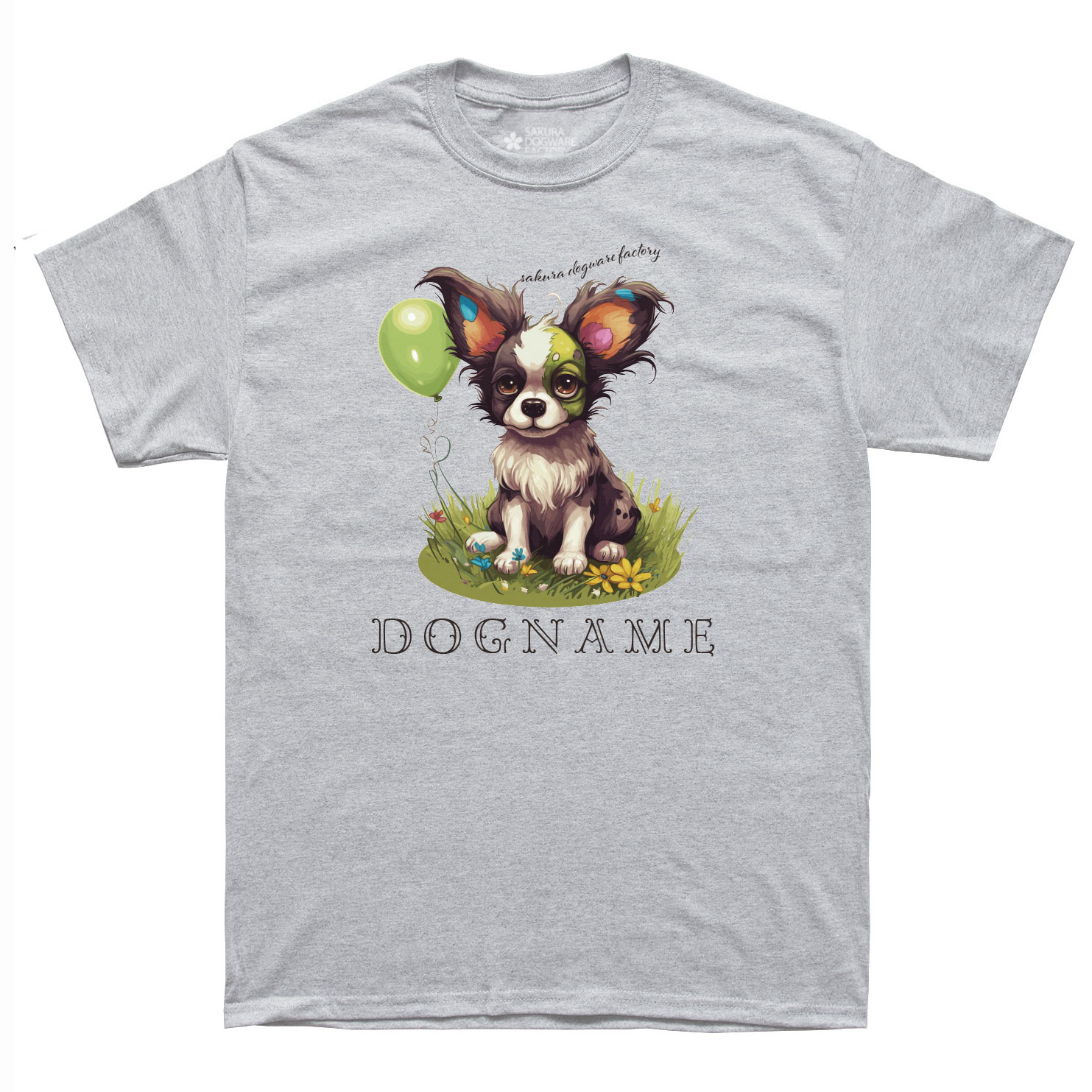 わんこページ 犬種デザイン名入れTシャツ パピヨン 6057 - サクラ犬具製作所