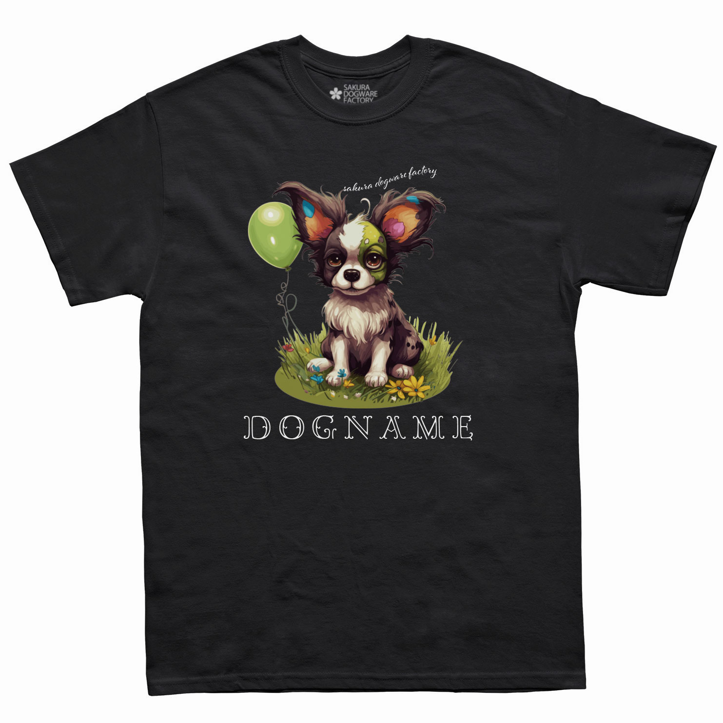 犬種デザイン名入れTシャツ パピヨン 6057 - サクラ犬具製作所