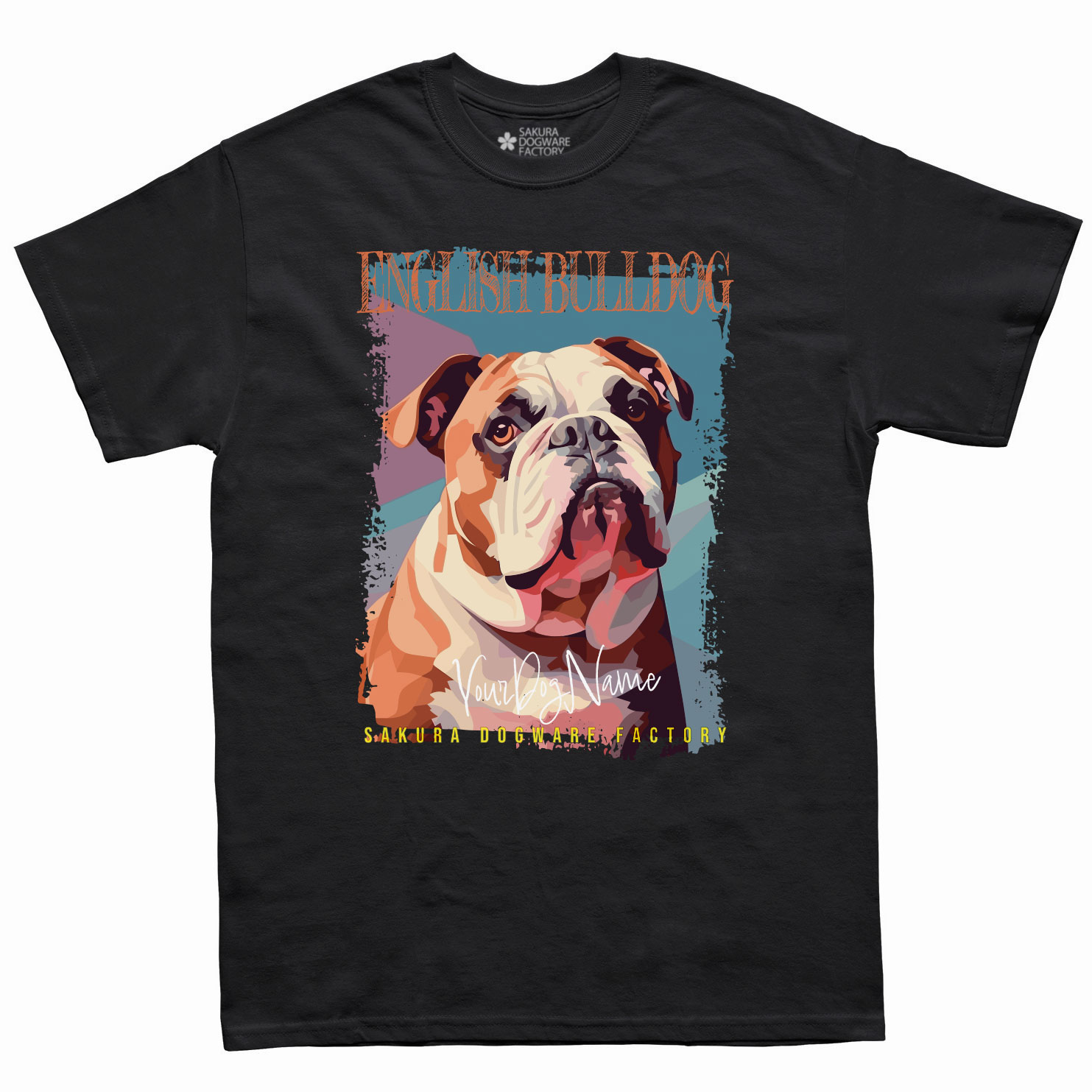 SAKURA DOGWARE FACTORY 名入れ　ユニセックス　Tシャツ　イングリッシュブルドッグ　6126