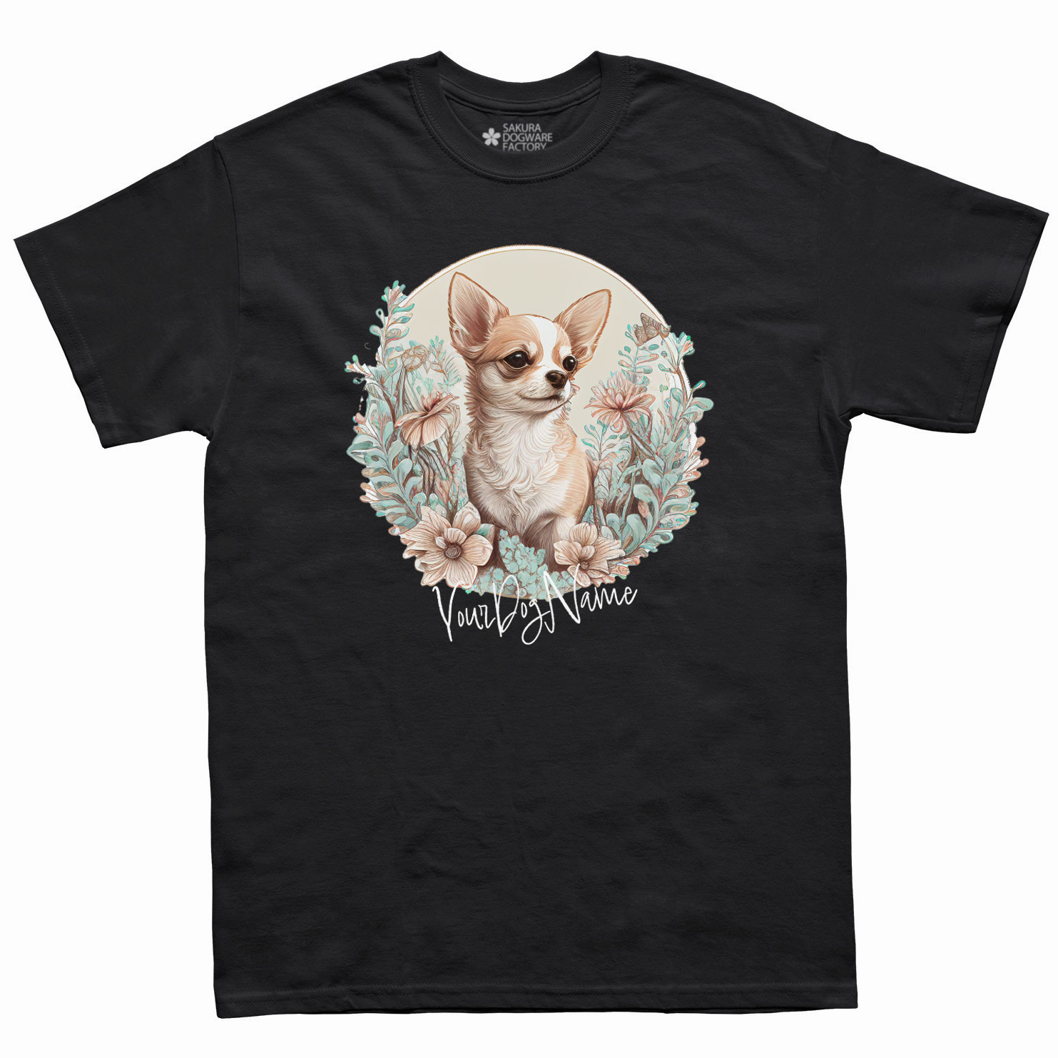 SAKURA DOGWARE FACTORY 名入れ　ユニセックス　Tシャツ　チワワ　6127