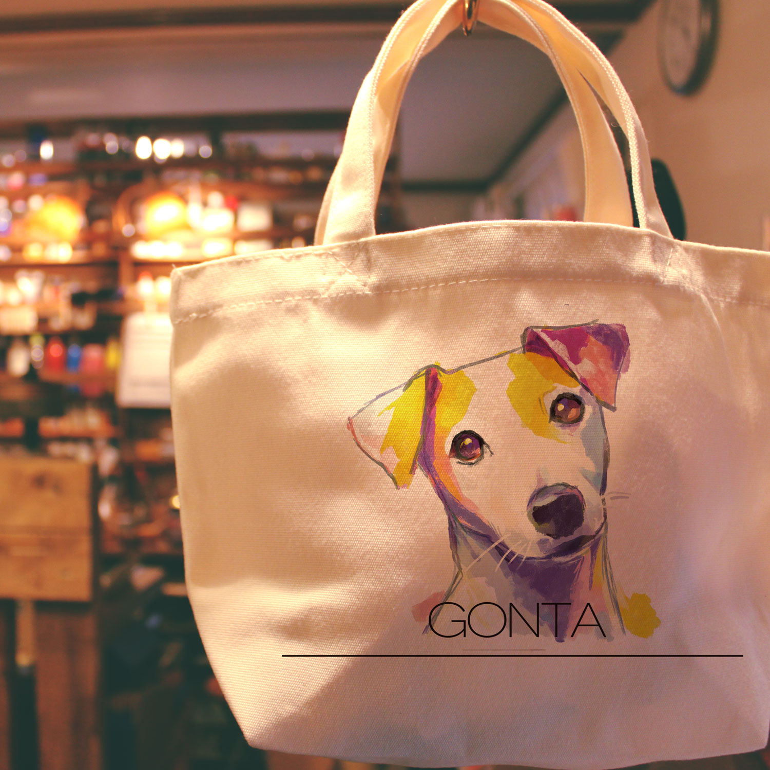 オリジナルデザイン　ジャックラッセルテリア　ミニサイズ　お散歩トートバッグT1050