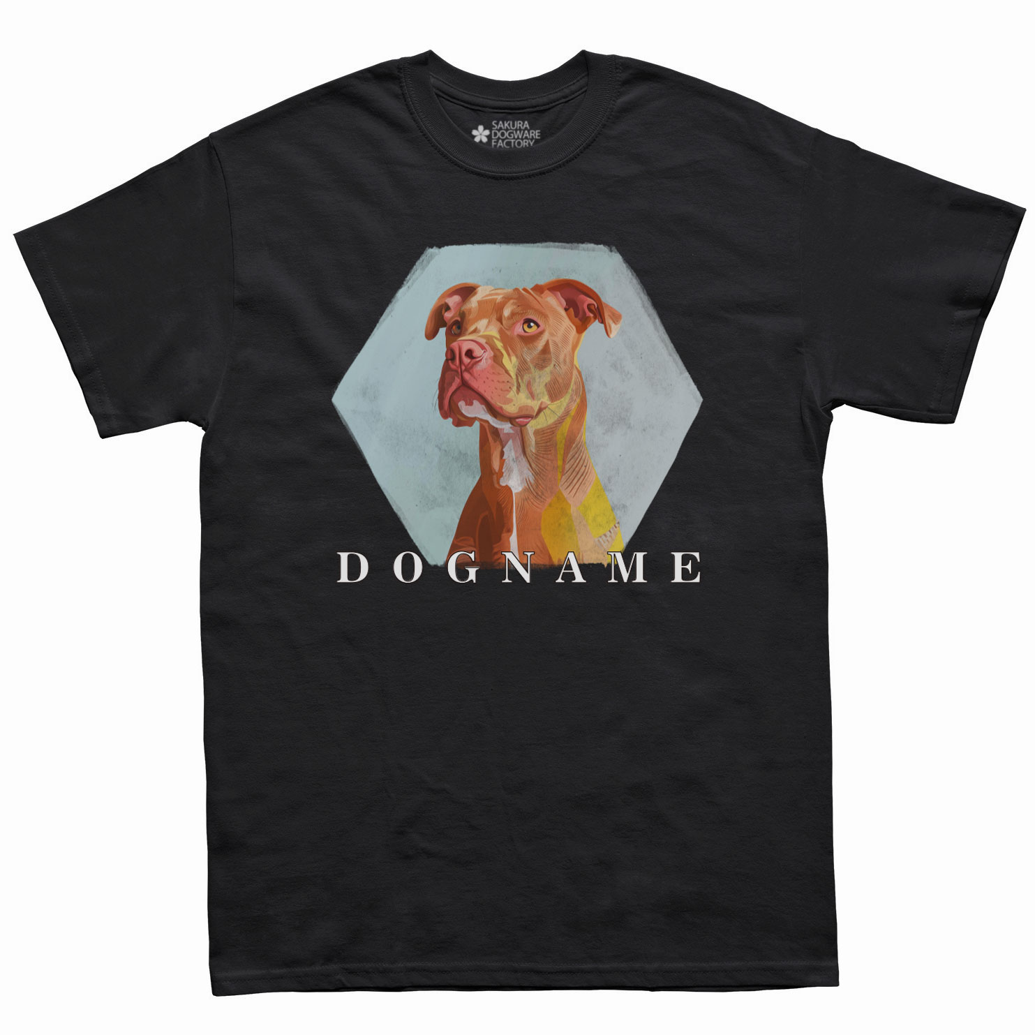 SAKURA DOGWARE FACTORY 名入れ　ユニセックス　Tシャツ　ピットブル　6128