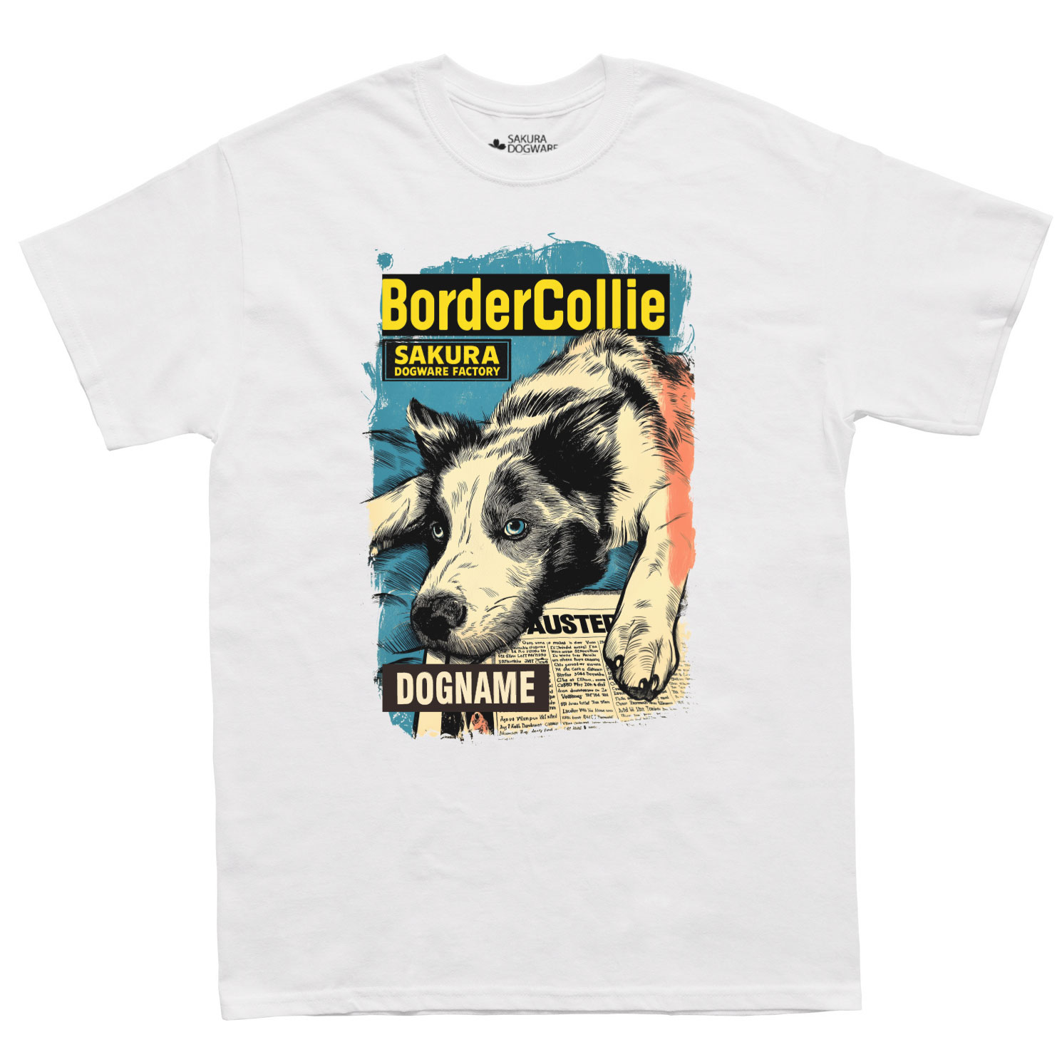 SAKURA DOGWARE FACTORY 名入れ　ユニセックス　Tシャツ　ボーダーコリー　6216
