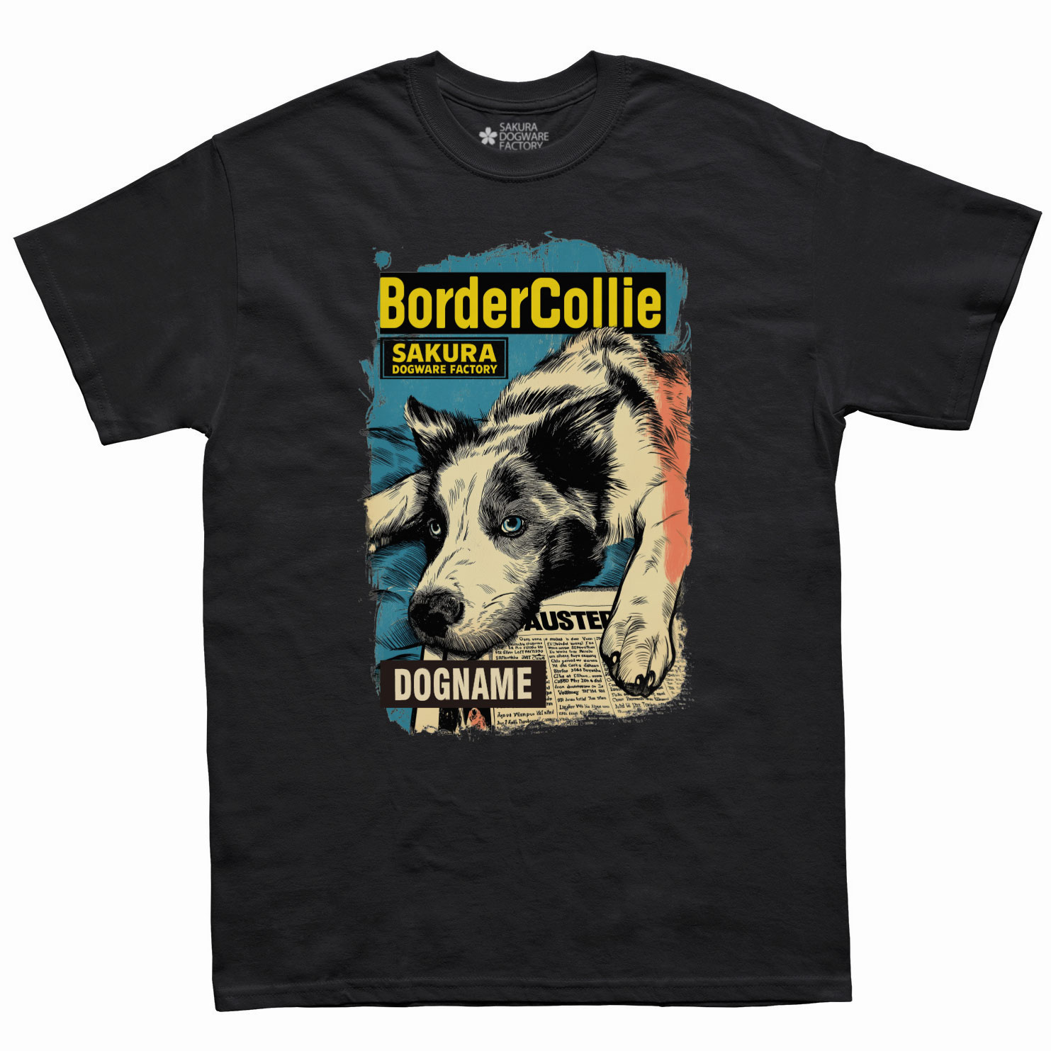 SAKURA DOGWARE FACTORY 名入れ　ユニセックス　Tシャツ　ボーダーコリー　6216