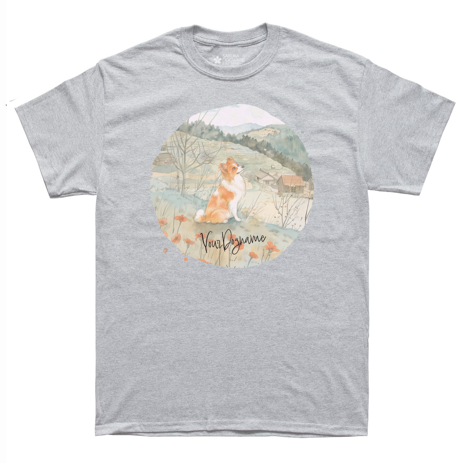 SAKURA DOGWARE FACTORY 名入れ　ユニセックス　Tシャツ　パピヨン　6129