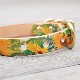Framer アートなグラフィック本革首輪 花柄ひまわり　フラワー　真鍮無垢金具 サイズSS～L ベルト幅16mm #23454
