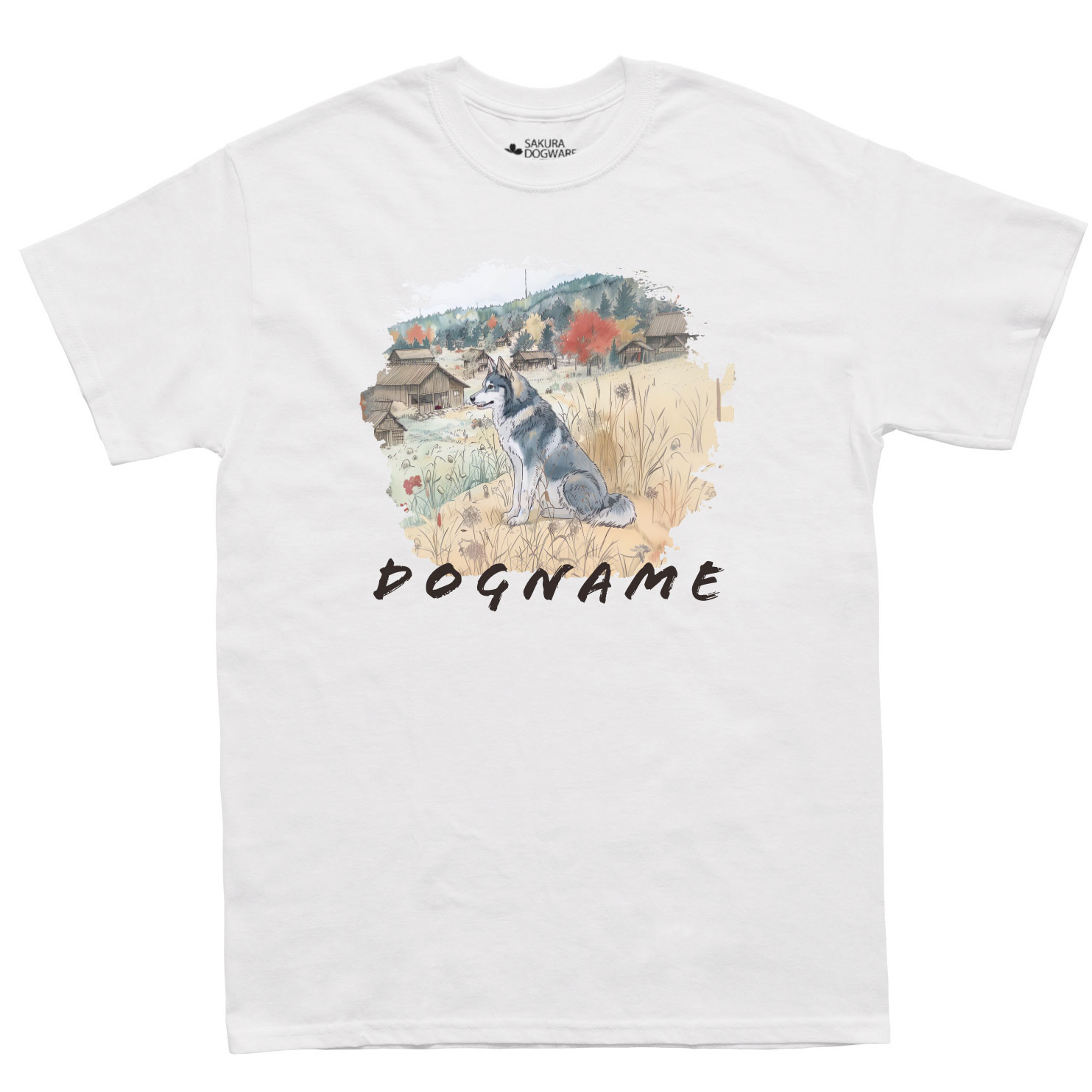 SAKURA DOGWARE FACTORY 名入れ　ユニセックス　Tシャツ　シベリアンハスキー　6131