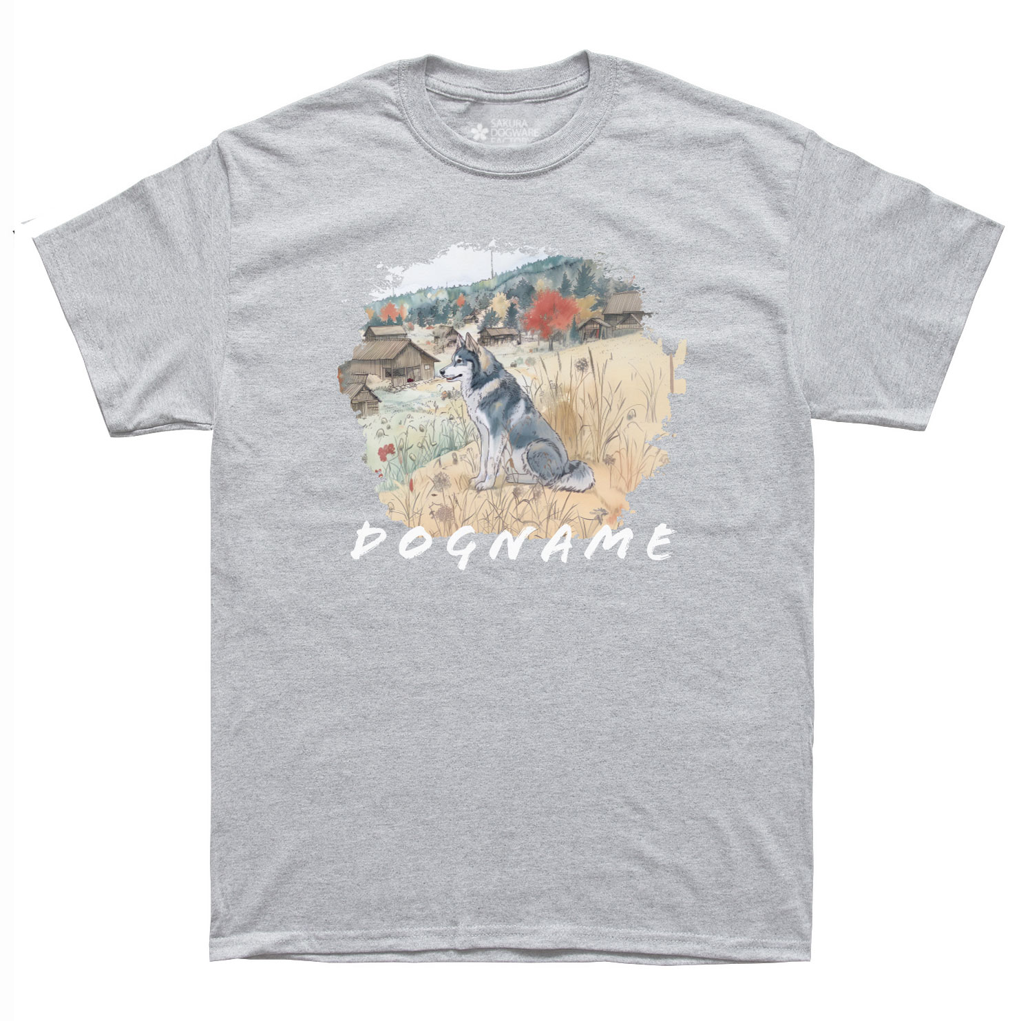 SAKURA DOGWARE FACTORY 名入れ　ユニセックス　Tシャツ　シベリアンハスキー　6131