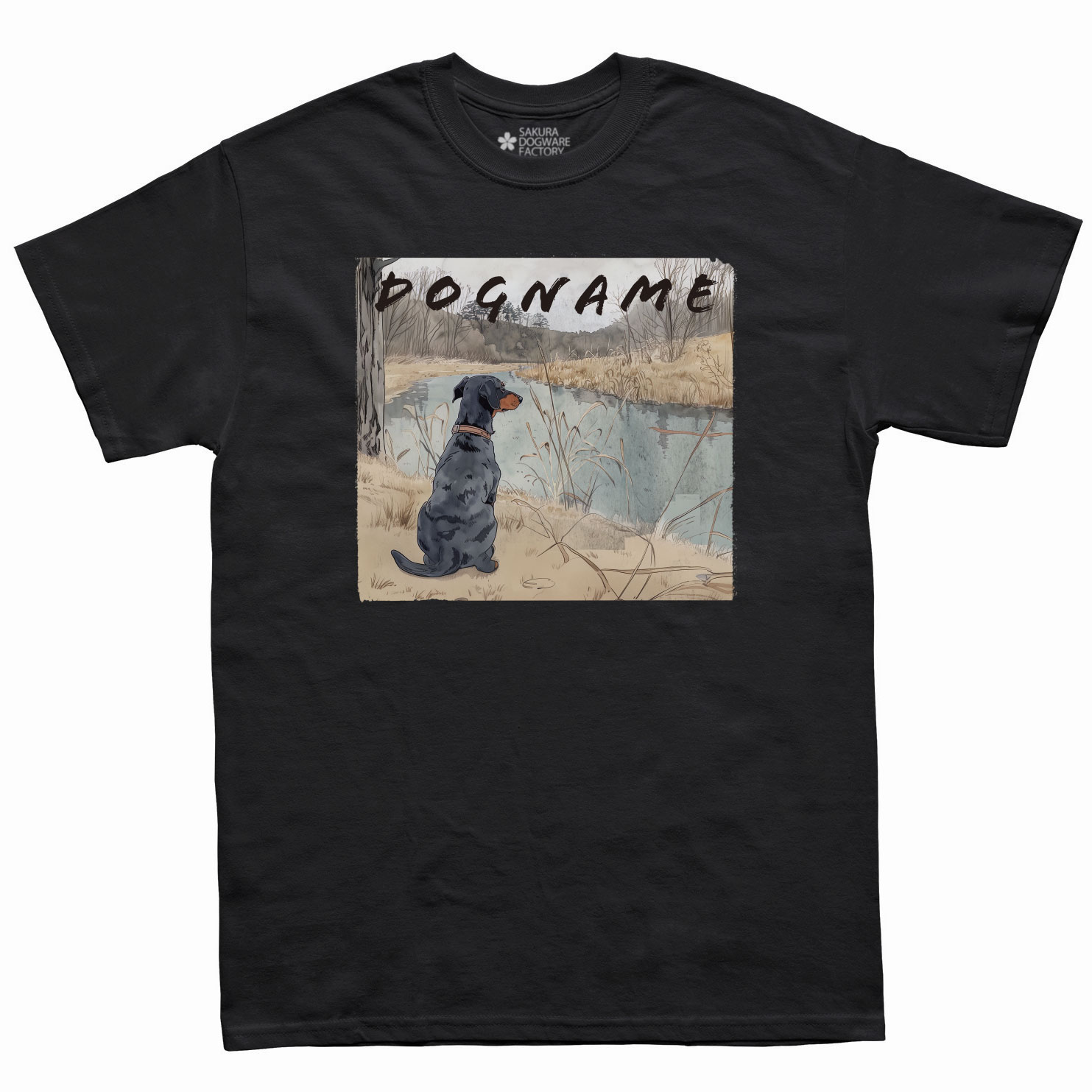 SAKURA DOGWARE FACTORY 名入れ　ユニセックス　Tシャツ　ダックスフンド　6132