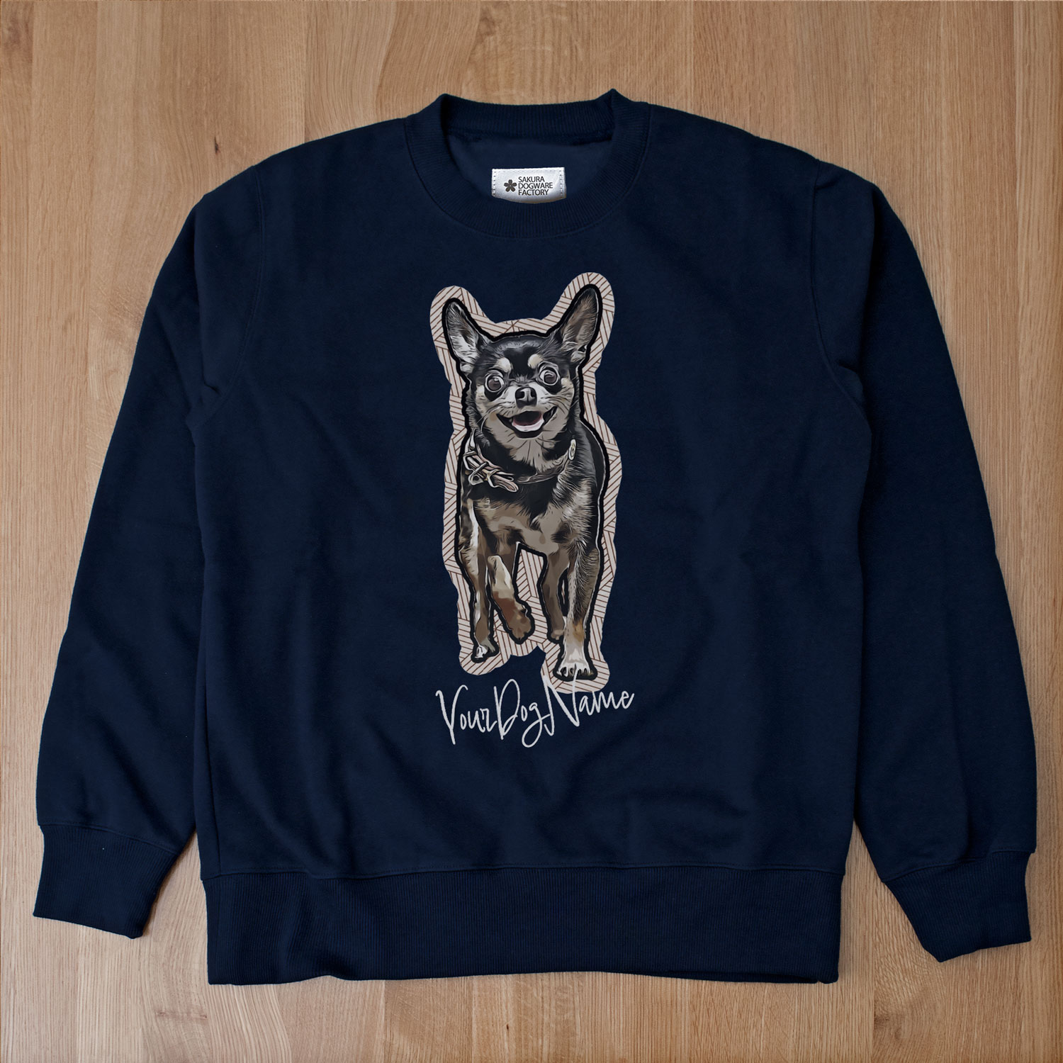 SAKURA DOGWARE FACTORY 名入れ　ユニセックス　クルーネックスウェット　トレーナー チワワ