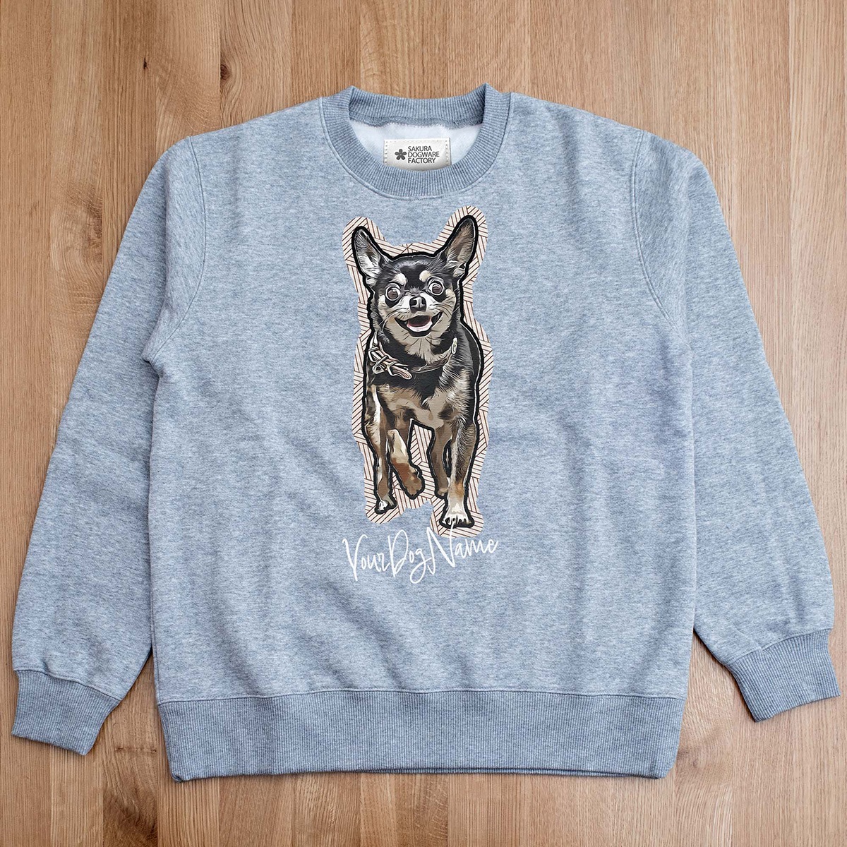SAKURA DOGWARE FACTORY 名入れ　ユニセックス　クルーネックスウェット　トレーナー チワワ