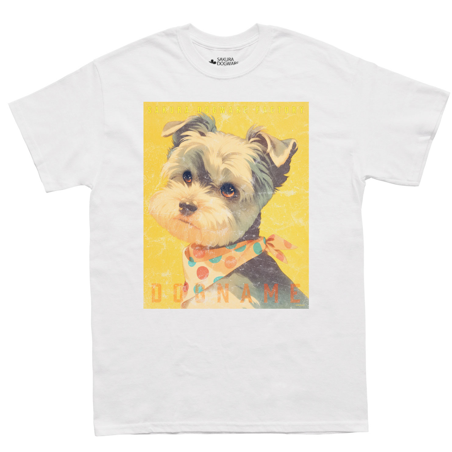 SAKURA DOGWARE FACTORY 名入れ　ユニセックス　Tシャツ　ヴィンテージプリント　ヨークシャテリア　6194