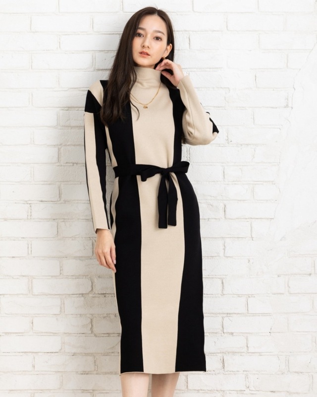 縦バイカラーニットワンピース | 全てのアイテム | salire(サリア