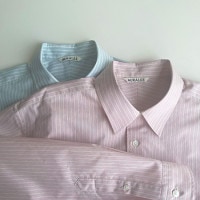 2١AURALEE A23SS02PS FINX POLYESTER STRIPE SHIRT  ꡼  ȥ饤ץ