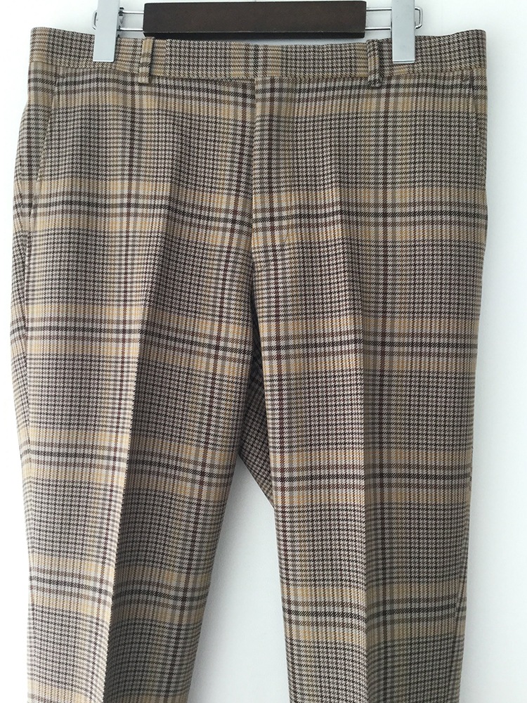 AURALEE A9AP03SC  WOOL SERGE CHECK NARROW SLACKS/ ꡼ ʥå (BEIGE GLEN CHECK)