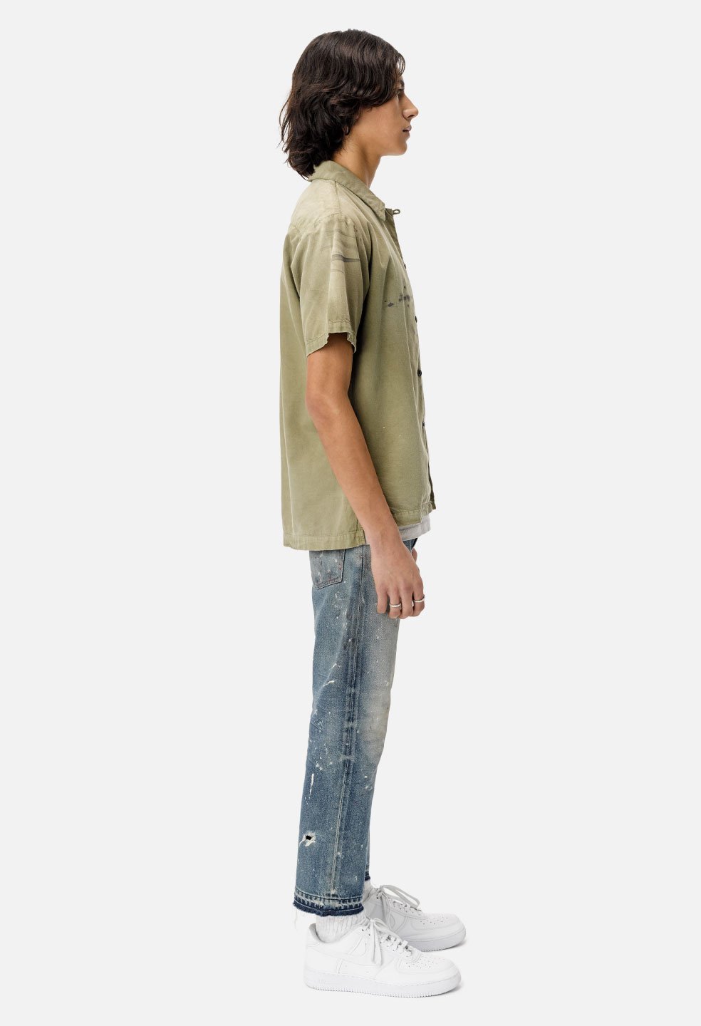 JOHN ELLIOTT GAS STATION S/S SHIRT (OLIVE) / ����󥨥ꥪ�å� �ڥ���ȥ����