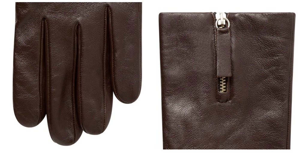 MAISON KITSUNE LEATHER GLOVE  / �᥾�󥭥ĥ� �쥶�����åץ������� (BROWN)