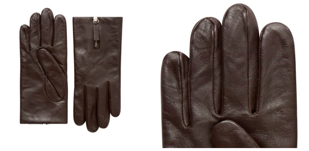MAISON KITSUNE LEATHER GLOVE  / �᥾�󥭥ĥ� �쥶�����åץ������� (BROWN)