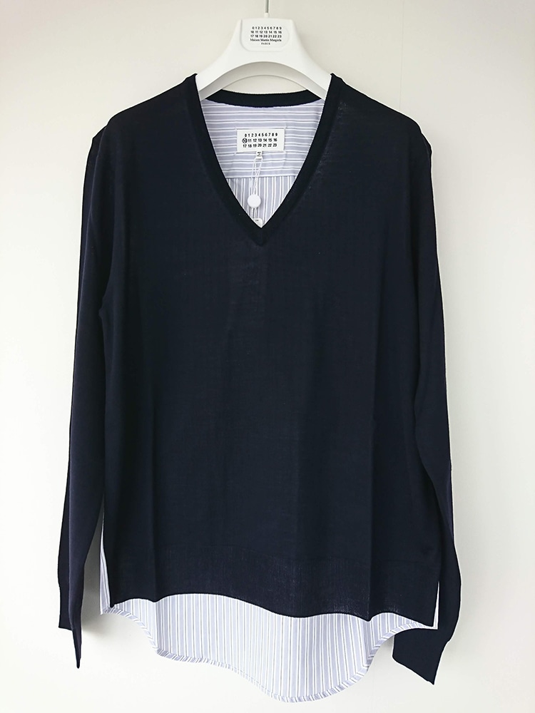 MAISON MARGIELA SPLICED KNIT (NAVY) S50HA0941/ �᥾��ޥ른���� ���ץ饤�� �˥åȡ������