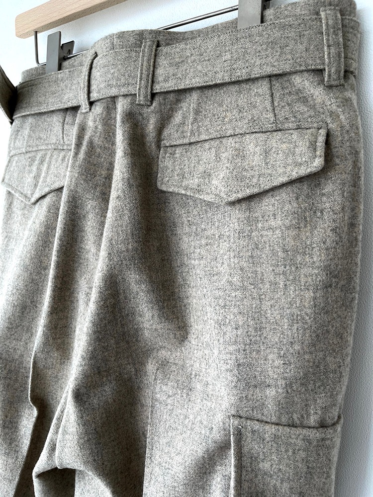 AURALEE SUPER MILLED SHETLAND WOOL BELTED FIELD PANTSA21AP02LH꡼  ٥ȥѥ TOP GRAY BEIGE