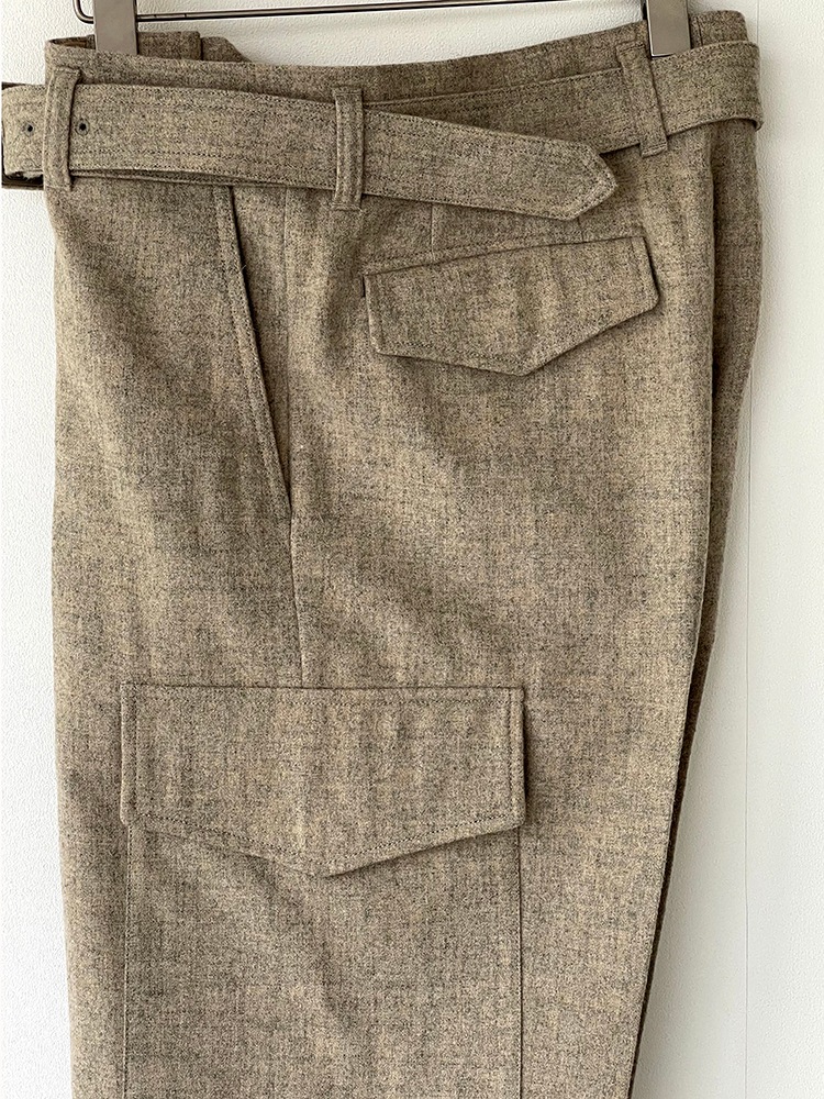 AURALEE SUPER MILLED SHETLAND WOOL BELTED FIELD PANTSA21AP02LH꡼  ٥ȥѥ TOP GRAY BEIGE